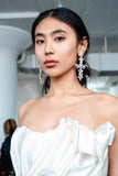 Luxury silver‑plated crystal statement earrings with high‑precision Austrian crystals — minimalist sculptural design; handcrafted one‑of‑a‑kind jewelry by SILDARE Jewelry, elegant statement earrings for refined feminine style