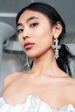 Luxury silver‑plated crystal statement earrings with high‑precision Austrian crystals — minimalist sculptural design; handcrafted one‑of‑a‑kind jewelry by SILDARE Jewelry, elegant statement earrings for refined feminine style