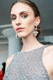 Luxury silver‑plated crystal drop earrings for weddings, evening events, bridal elegance, and refined classic old‑money style; handcrafted one‑of‑a‑kind jewelry by SILDARE Jewelry