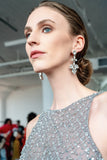 Luxury silver‑plated crystal drop earrings for weddings, evening events, bridal elegance, and refined classic old‑money style; handcrafted one‑of‑a‑kind jewelry by SILDARE Jewelry