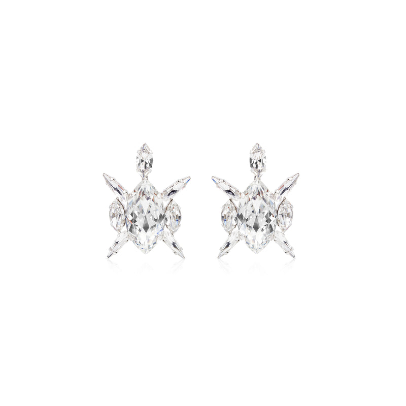 White crystal silver plated Sildare jewelry earrings for evening party and wedding outfit