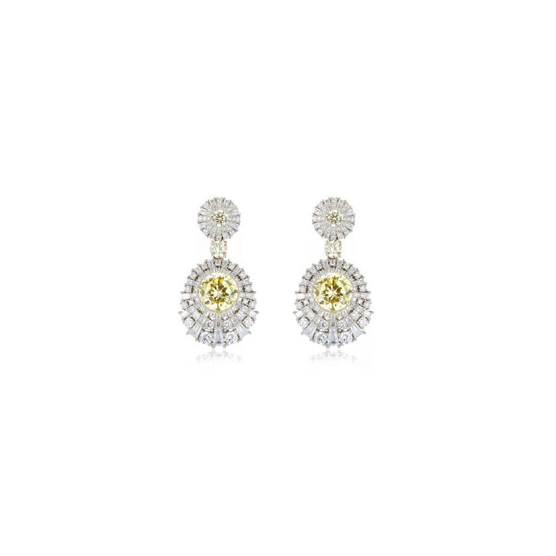 Luxury sterling‑silver zircon earrings with high‑quality zircon stones — perfect for weddings, evening events, bridal elegance, and refined classic old‑money style; handcrafted one‑of‑a‑kind jewelry by SILDARE Jewelry