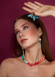 Luxury 24‑carat gold‑plated colorful crystal statement necklace with high‑precision Austrian crystals — minimalist sculptural design; handcrafted one‑of‑a‑kind jewelry by SILDARE Jewelry, vibrant statement necklace for refined feminine style