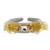 Swarovski crystals gold tone silk headband