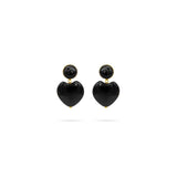 black onyx gemstone gold plated heart  earrings