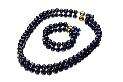 Black Tahitian pearl necklace - set