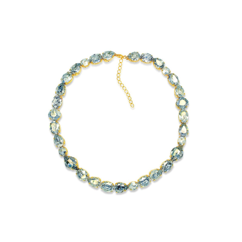Blue Austrian crystal, 24k gold plated necklace