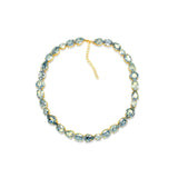 Blue Swarovski crystals, 24k gold plated necklace