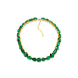 Emerald green Swarovski crystals, 24k gold plated necklace