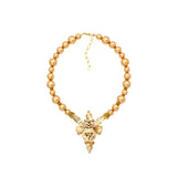 Gold tone Swarovski pearl and crystal Statement women necklace