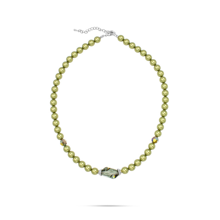 green pearl crystal necklace