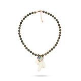 Natural gemstone, Turquoise gemstone, Swarovski crystals, Coral gemstone, rhodium fashion summer seanecklace  