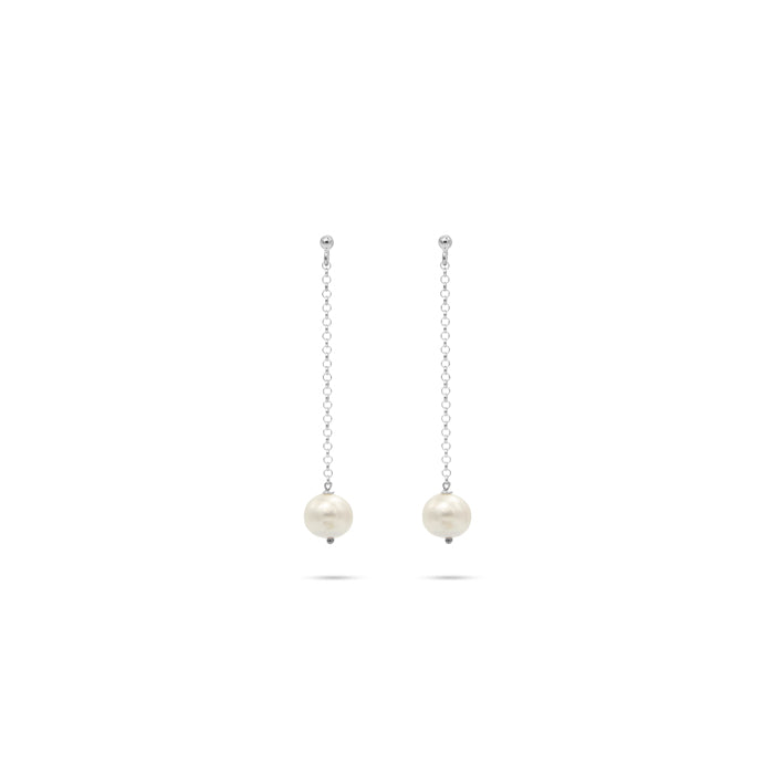 white pearls silver earrings