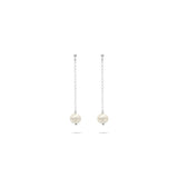 white pearls silver earrings
