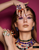 Luxury colorful Austrian crystal necklace 24K gold plated handmade SILDARE jewelry