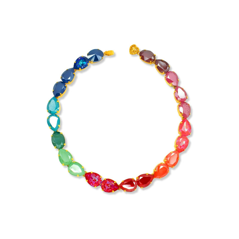 Multicolor Swarovski crystals, 24k gold plated necklace