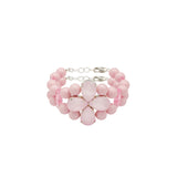 Soft pink Swarovski pearls Swarovski crystals silver big fashion statement bracelet