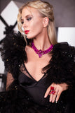 Fuchsia-gemstone-Swarovski-crystal-silver-fashion-luxury-handmade-ootd-necklace