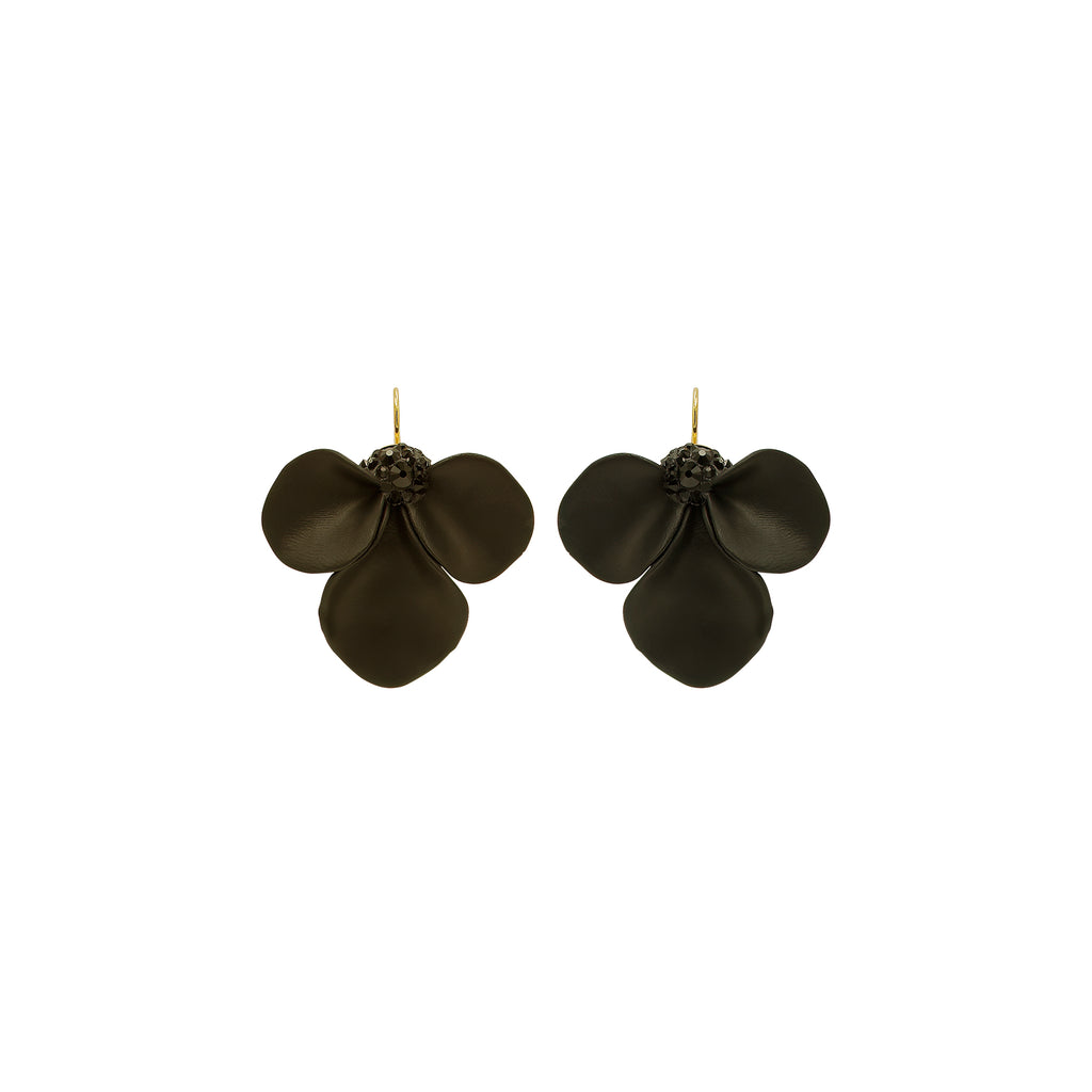 SILDARE-Jewelry-Black-magnolia-gold-plated-swarovski-crystal-chanel-earrings-flower