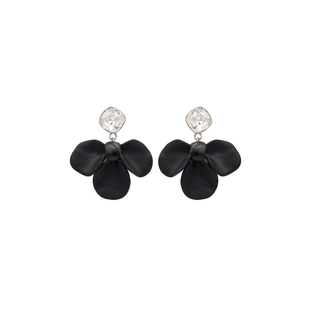 SILDARE-Jewelry-Black-magnolia-silver-swarovski-crystal-chanel-earrings-flower
