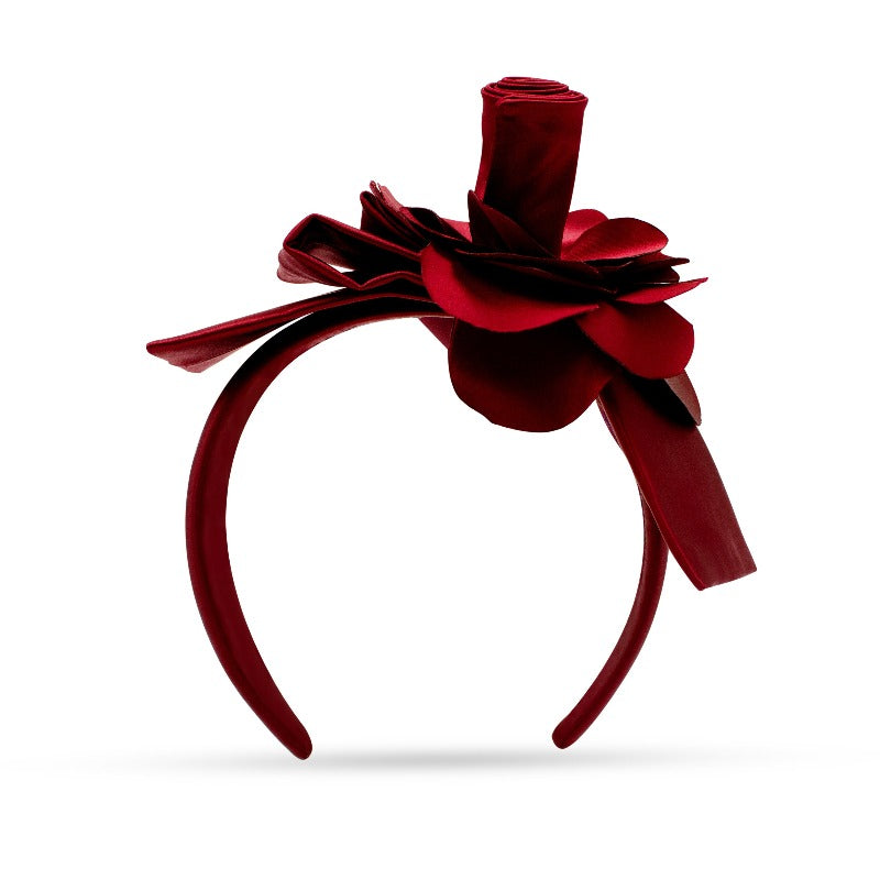 SILDARE-Jewelry red flower silk headband