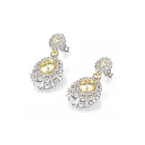 Luxury style women statement cubic Zirconia, yelloow cz gemstone, silver earrings