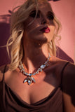 Diamond clear Luxury crystal gold‑plated statement necklace with Austrian crystals — perfect for weddings, evening events, bridal elegance, and refined classic old‑money style; handcrafted one‑of‑a‑kind jewelry by SILDARE Jewelry