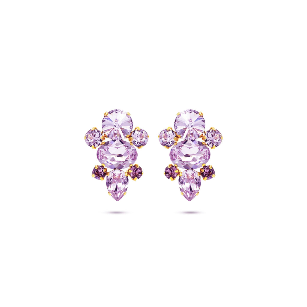 Violet Swarovski crystals, 24k Gold plated wedding bridalearrings