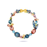 Colored crystal, 24k gold plated necklace