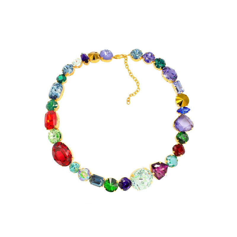 Colored Swarovski crystals, 24k gold plated necklace