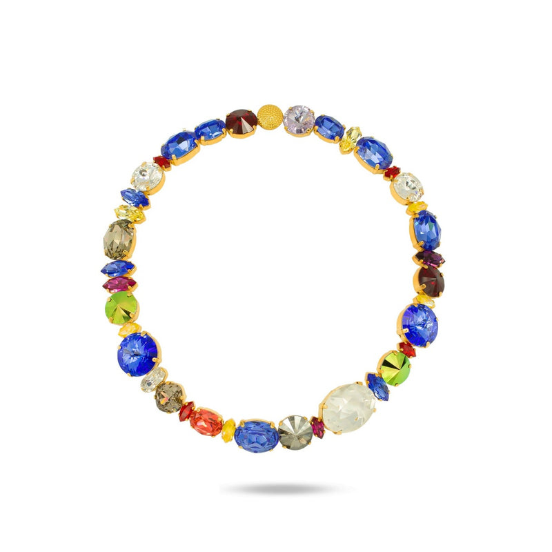 Colored Swarovski crystals, 24k gold plated necklace