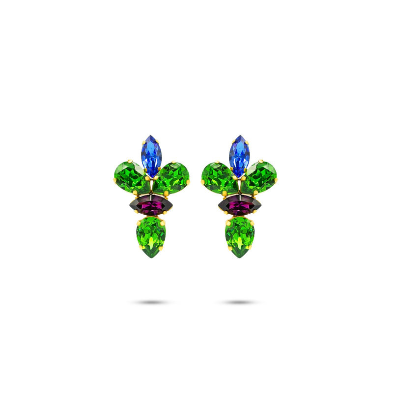 Colored Swarovski crystals 24k gold plated earrings