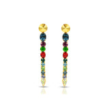 Colored Swarovski crystals, 24k gold plated long party earrings