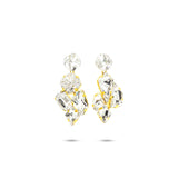 White Swarovski crystals, 24k Gold plated wedding bridal earrings