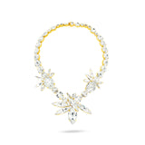 White Swarovski crystals, 24k gold plated wedding fashion bridal necklace