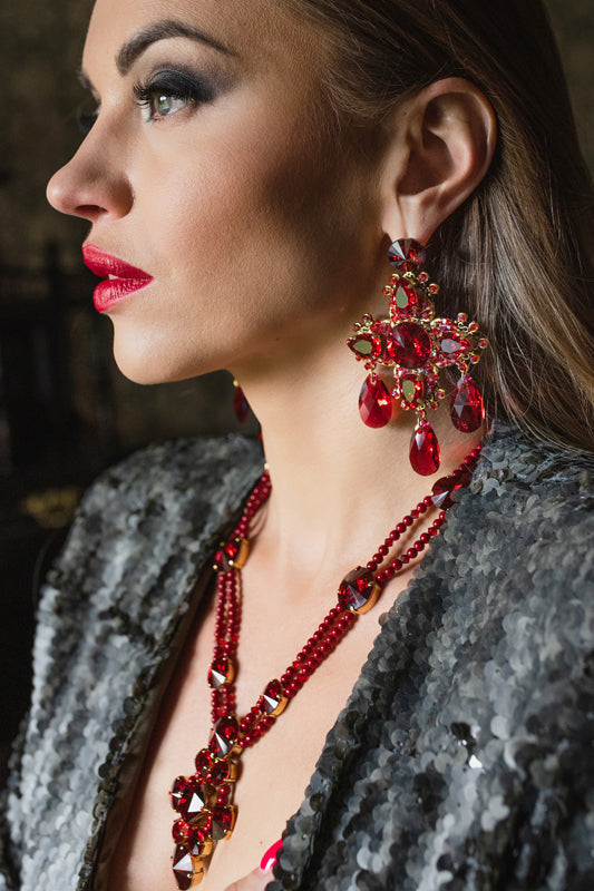 SILDARE JEWELRY Red cross Luxury statement big earrings