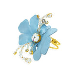 blue flower leather crystal fashion bracelet
