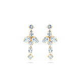 Blue long Swarovski crystal 24k gold plated wedding bridal fashion earrings