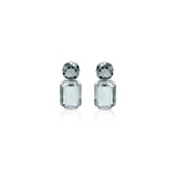 Gray Swarovski crystal  silver plated drop earrings