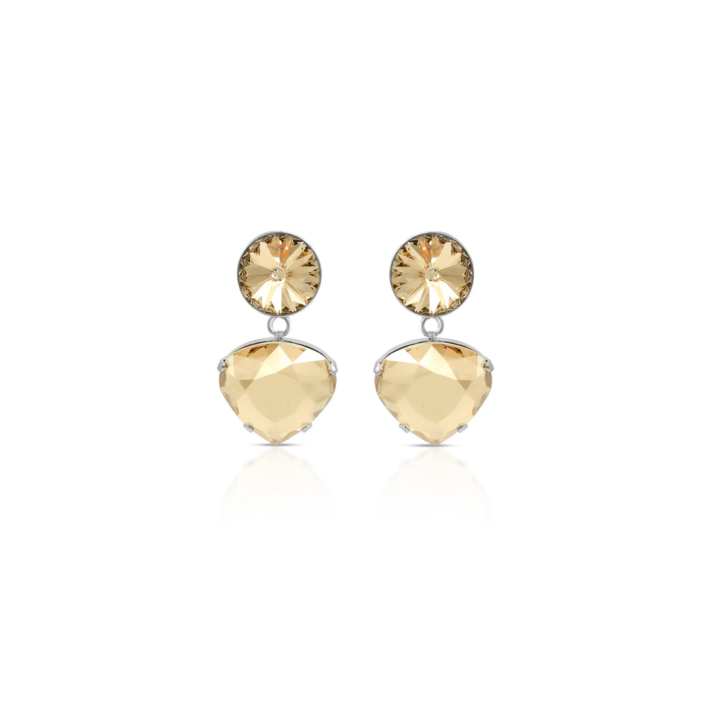 Golden Shadow Swarovski crystal silver plated drop earrings