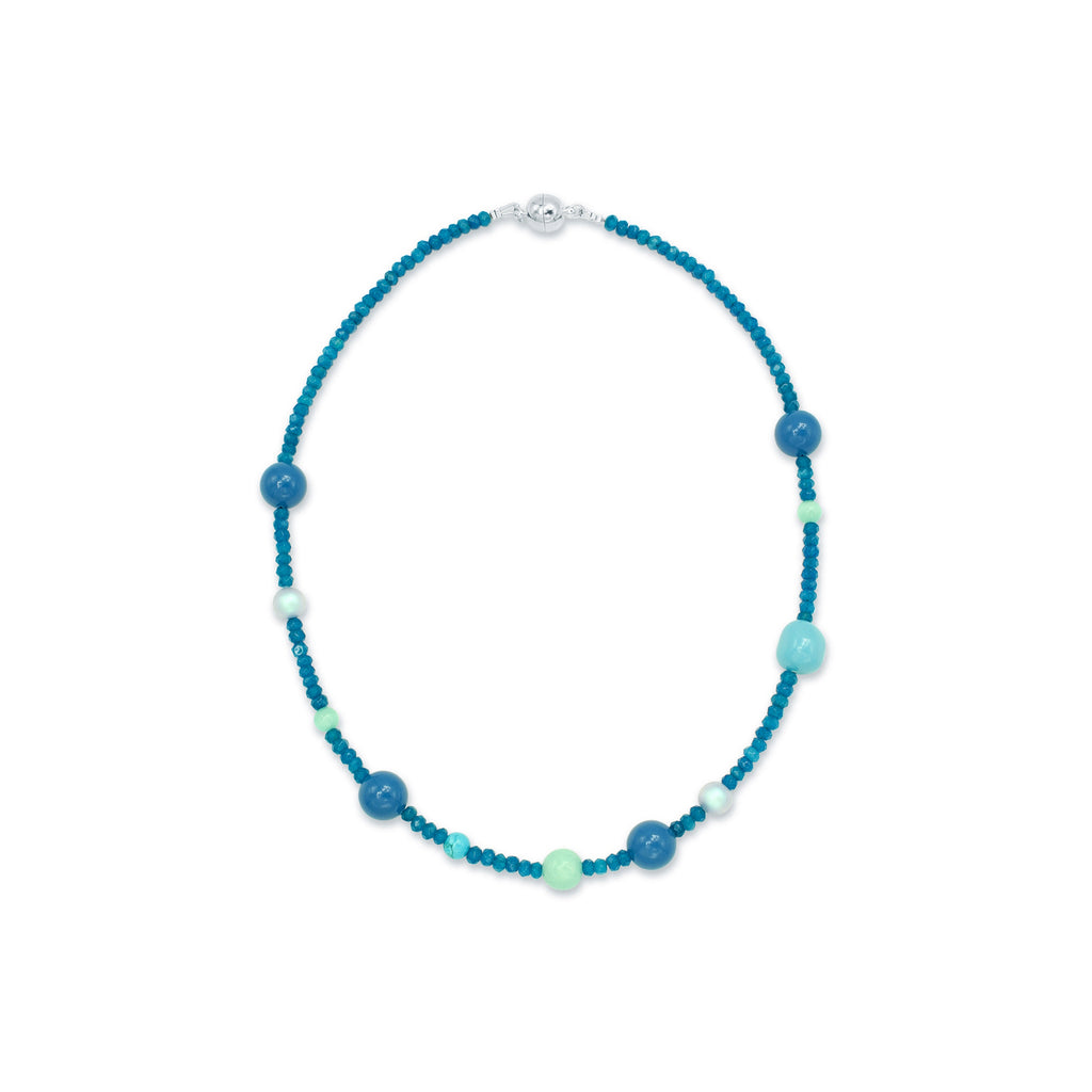 blue gemstone pearl every day necklace