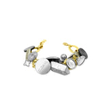 silver-black-gold-chain pearl-crystal-gemstone-logo fashion statement bracelet