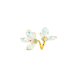 Magnolia Flower Swarovski crystals, 24K Gold plated wedding bridal fashion statement ring