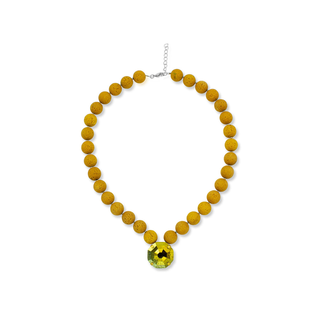 yellow lava gemstone fashion necklace