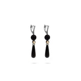 black crystals and gemstone rhodium plated earrings