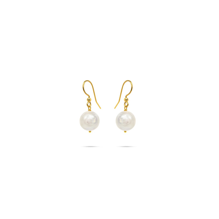 white baroque pearls gold plated earrings