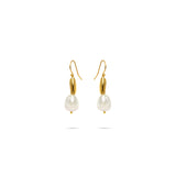 white baroque pearls gold plated  earrings