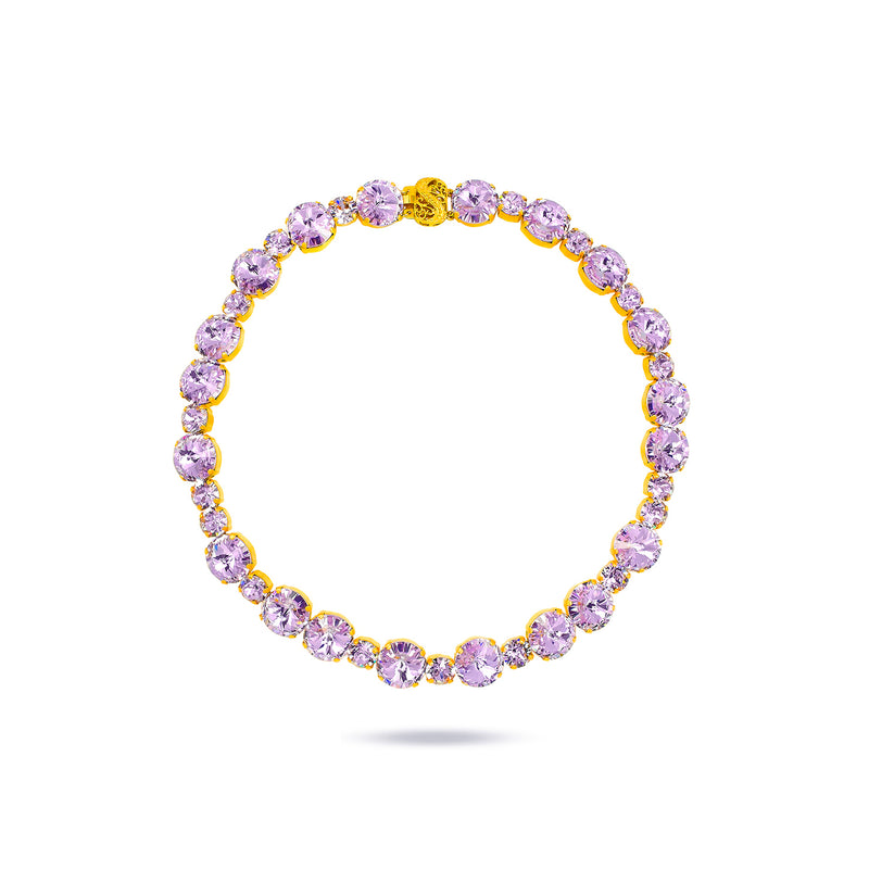 Sildare-jewelry-Violet Austrian crystals, 24k gold plated statement fashion necklace
