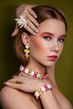 Colorful crystal choker necklace handmade luxury jewelry Sildare