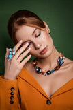 Luxury 24‑carat gold‑plated colorful statement necklace with high‑precision Austrian crystals — perfect for weddings, evening events, artistic elegance, and refined classic old‑money style; handcrafted one‑of‑a‑kind jewelry by SILDARE Jewelry